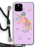 Roze eenhoorn: Pixel 5 Transparant Hoesje met koord