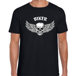 Biker fashion t-shirt motorrijder zwart voor heren