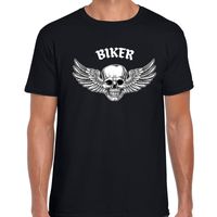Biker fashion t-shirt motorrijder zwart voor heren - thumbnail