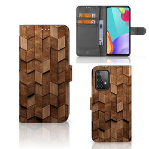 Book Style Case voor Samsung Galaxy A52 Wooden Cubes