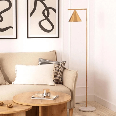 Gouden staande lamp met marmeren voet & E27 fitting &apos;Marie&apos; 150cm