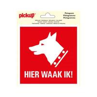 Sticker Hier waak ik ! - 150x150 mm.
