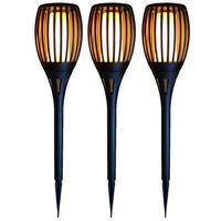 Set van 3x stuks Horror decoratie solar LED vlam tuinfakkels zwart 58 cm