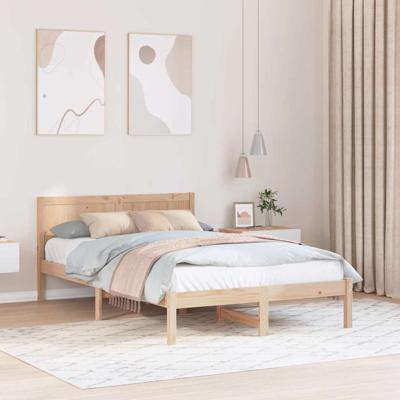 Bedframe Bruin 135 x 190 cm Massief grenenhout