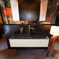 Badkamermeubelset Mondiaz Erin 120 cm met 1 Lade met RIDGE Wastafel Rechts Urban met 1 kraangat Greeploos Mat Linen
