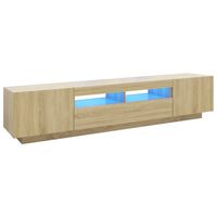 The Living Store TV-meubel Sonoma Eiken - 200 x 35 x 40 cm - Met LED-verlichting