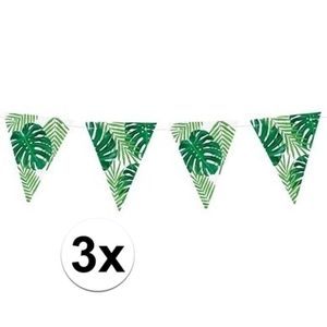 3x Groene DIY Hawaii thema feest vlaggenlijnen 1,5 meter