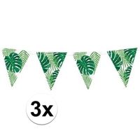 3x Groene DIY Hawaii thema feest vlaggenlijnen 1,5 meter - thumbnail