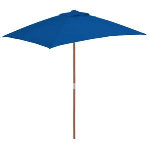 Parasol met houten paal 150x200 cm blauw