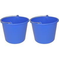 Huishoud emmer - 2x - blauw - kunststof - 12 liter - D29 x H35 cm