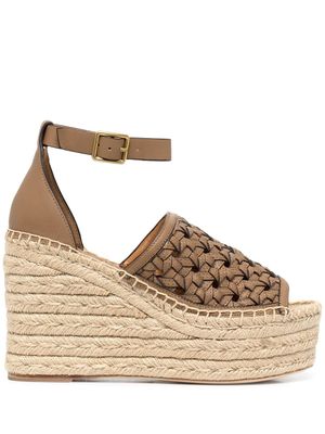 Tory Burch espadrilles compensées à design tressé - Marron