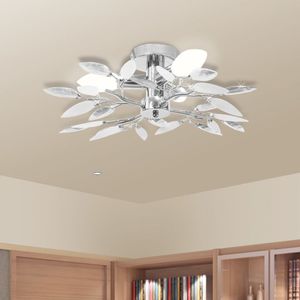 VidaXL Plafondlamp met kristal bladeren 3xe14 acryl wit en transparant