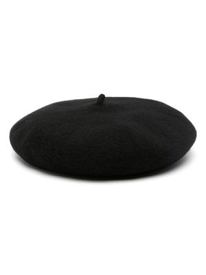 Stella McCartney béret en laine à plaque logo - Noir