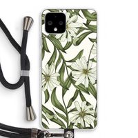 Wit bloemenpatroon: Pixel 4 Transparant Hoesje met koord