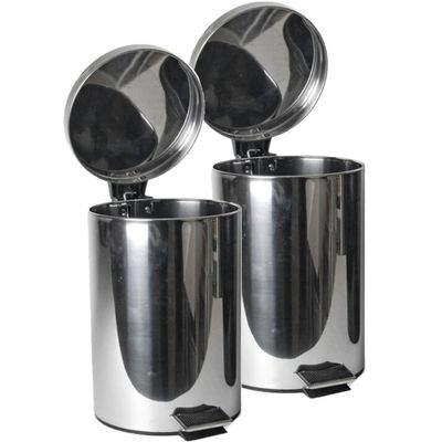 3x stuks RVS vuilnisbakken/pedaalemmers 3 liter 24 cm