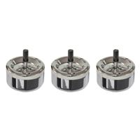 Bookwill Draaiasbak - 3x stuks - rond - chroom - D13 cm - drukasbak - terrasasbak - stormasbak