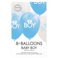 Globos Ballonnen zoon baby blauw/wit 30cm, 8st.