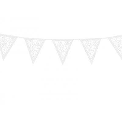 Bruiloft vlaggenlijn Romance - papier - wit - 3 meter - Huwelijk feestversiering
