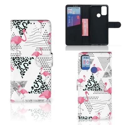 Alcatel 1S (2021) | Telefoonhoesje | Met pasjeshouder | Flamingo Triangle