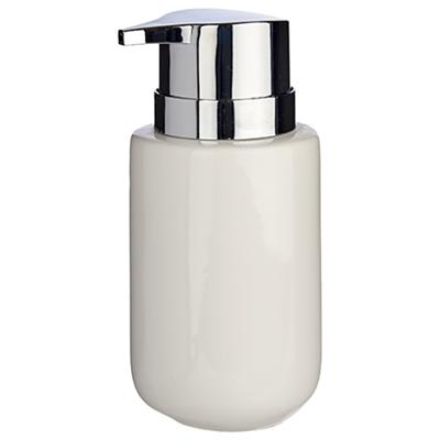 Berilo zeeppompje/dispenser - keramiek - wit/zilver - 350 ml - toilet/badkamer/keuken