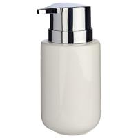 Berilo zeeppompje/dispenser - keramiek - wit/zilver - 350 ml - toilet/badkamer/keuken