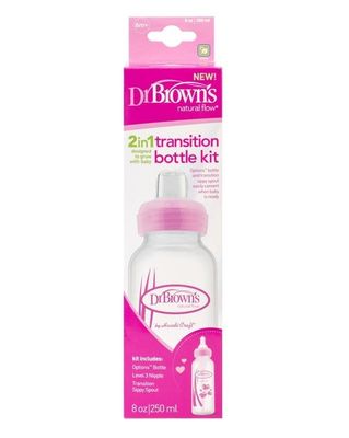 Dr Brown&apos;s Options+ overgangsfles smalle hals roze 250ml (1 st)