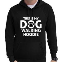 Dog walking hoodie fun tekst bankhanger hoodie voor heren zwart 2XL  - - thumbnail