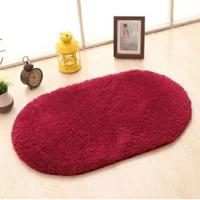Faux Fur deken anti-slip Solid Bad tapijt kinderen kamer deurmatten ovale slaapkamer woonkamer tapijten grootte: 80x120cm (wijn rood)
