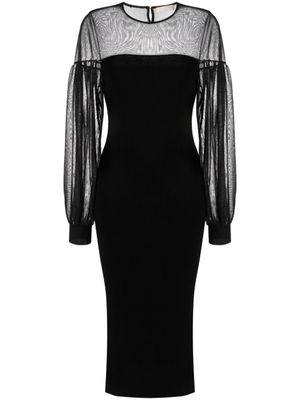 Ulla Johnson robe nervurée Milla à empiècement transparent - Noir