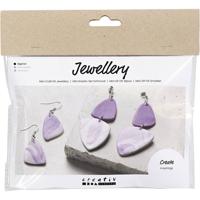 Creativ Company Mini hobbyset sieraden, gemarmerde oorringen, lichtpaars, 1 doos