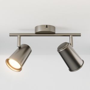 HOFTRONIC™ Riga LED Plafondlamp 2 spots RVS - Draaibaar en Dimbaar - 2 lichts Dubbel - GU10 fitting - Plafondspot woonkamer en gang - Opbouwspot verlichting
