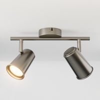 HOFTRONIC™ Riga LED Plafondlamp 2 spots RVS - Draaibaar en Dimbaar - 2 lichts Dubbel - GU10 fitting - Plafondspot woonkamer en gang - Opbouwspot verlichting