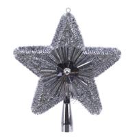 Bellatio decorations Kerstboom piek - ster - zilver - kunststof - 23 cm - kerstversiering