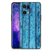 OPPO Find X5 Pro Houten Print Telefoonhoesje Wood Blue