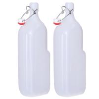 CM beugelfles/weckfles/waterfles container - 2x - wit - kunststof - 1,5 liter