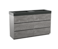 Storke Edge staand badmeubel 150 x 52 cm beton donkergrijs met Scuro High dubbele wastafel in mat kwarts - thumbnail