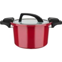 Lagedrukpan - GSW - 24 cm - 6 L - Gesmeed aluminium - Inductie - Rood