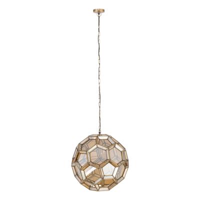 Thyro Antiek Messing Glas Amber Bal Lamp