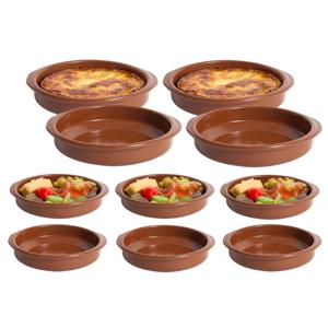 Tapas serveerschalen set - 4x D18 cm en 6x D12 cm - rond - Spaans terracotta ovenschaaltjes