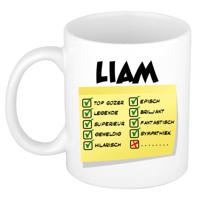 Naam mok Liam - wit - top gozer - keramiek - 300 ml - cadeau collega beker