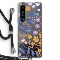 Flowers with blue leaves: Sony Xperia 1 III Transparant Hoesje met koord