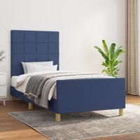 Bedframe zonder matras 90x200 cm stof blauw