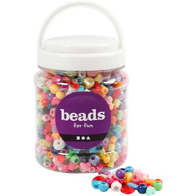 Creativ Company Plastic kralen, afm 6-20 mm, gatgrootte 1,5-6 mm, ca. 1175 stuk, 390 gr, 700 ml/ 1 doosje