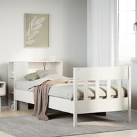 Bed met boekenkast zonder matras grenenhout wit 75x190 cm