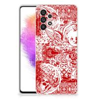 Silicone Back Case Samsung Galaxy A73 5G Angel Skull Rood