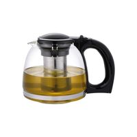 Michelino Glazen theepot 1L - Theefilter - Ergonomisch hangreep - Zwart