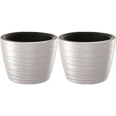 Plantenpot/bloempot Amazing - 2x - buiten/binnen - kunststof - wit - D47 x H35 cm