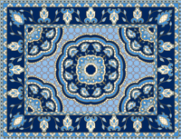 Oosters blauw ontwerp vinyl tapijt eetkamer