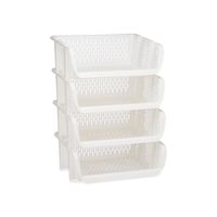 Pakket van 4x opberg kratten/rekken/organizers wit 39 x 30 x 13 cm - thumbnail