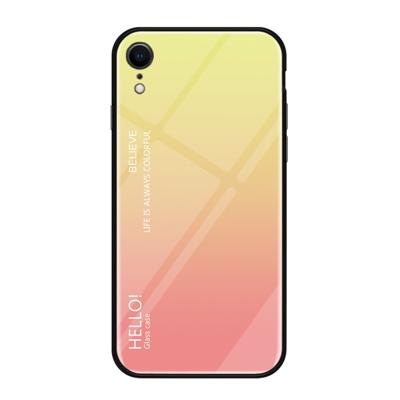 Kleurovergang glas Case voor iPhone XR (geel)